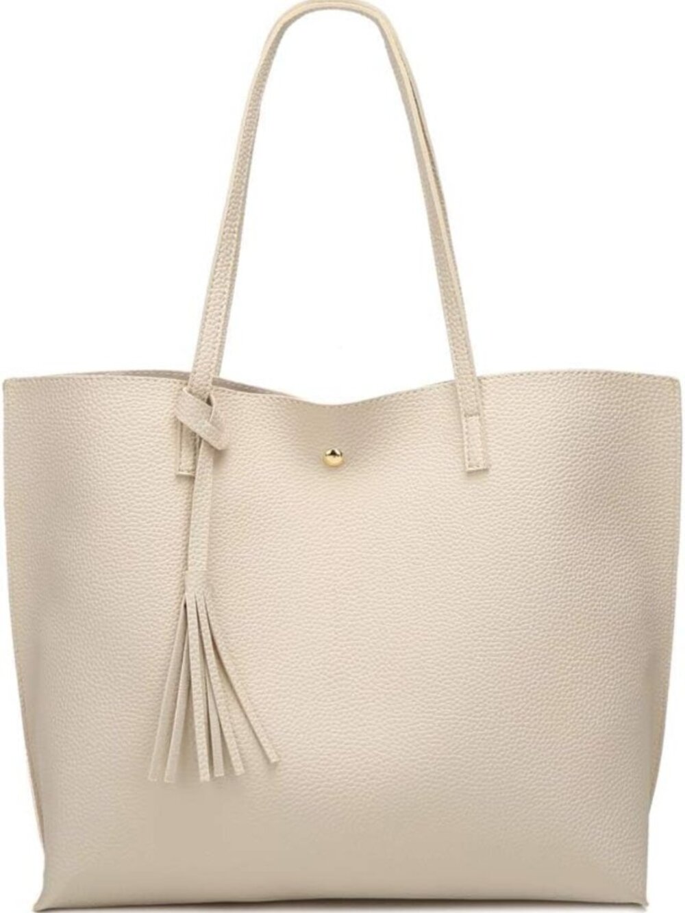 Stylish Women's Soft Faux Leather Tote Bag - Big Capacity, Tassel Detail